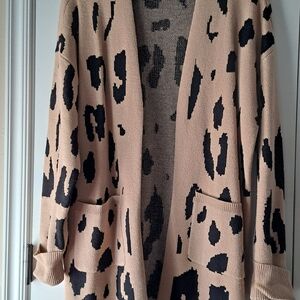 Stylish Leopard Print Open Front Cardigan